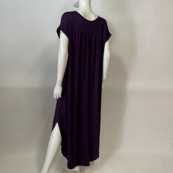 Entro Purple Short Sleeve Pocket Maxi Dress - Picture 4 of 5